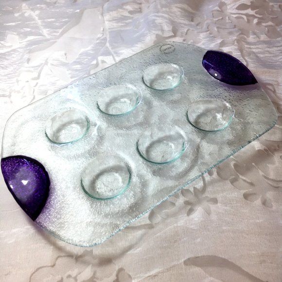 * Dansk Escargot Devil Egg Serving Six Pocket  Glass Tray - Picture 5 of 8